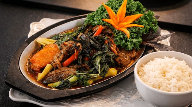 Crispy Duck with Basil.